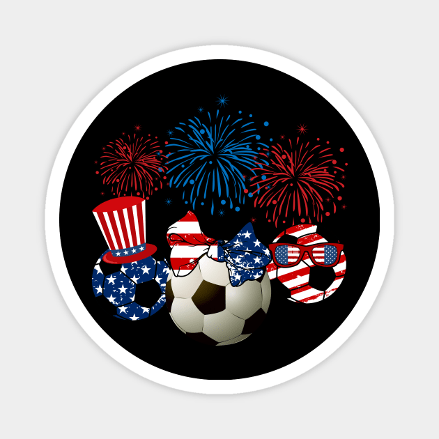 Soccer American Flag Fireworks Magnet by Flavie Kertzmann